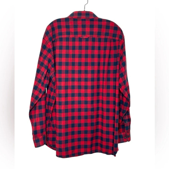 LL Bean Plaid Checked Button Down Shirt Mens Sz L Red Blue Cotton Outdoor Casual - Picture 2 of 7